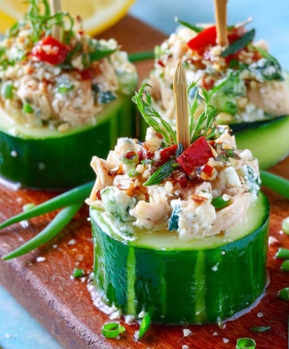 Crunchy Chicken Salad Cucumber Rolls