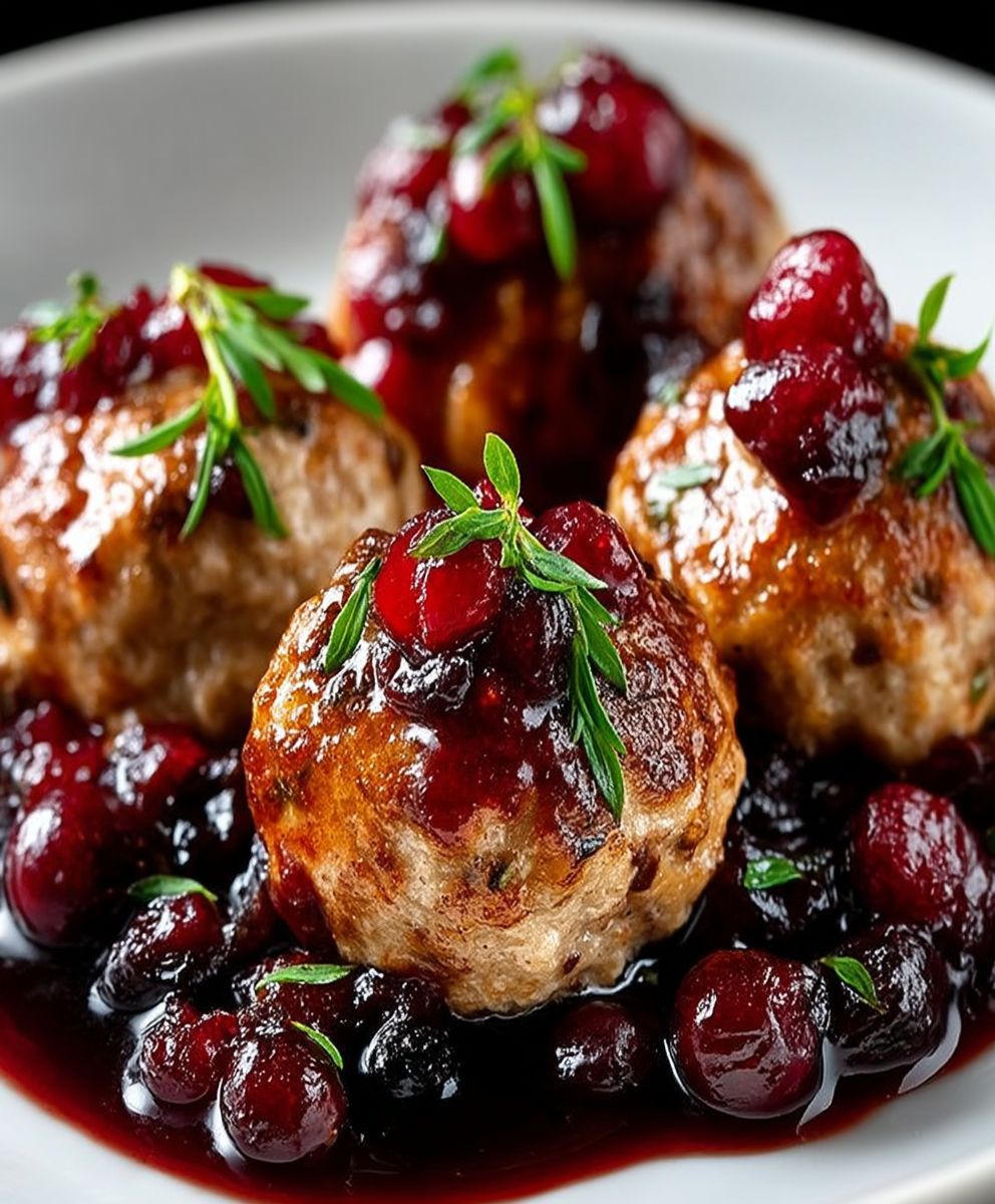 Turkey Meatballs with Cranberry Glaze