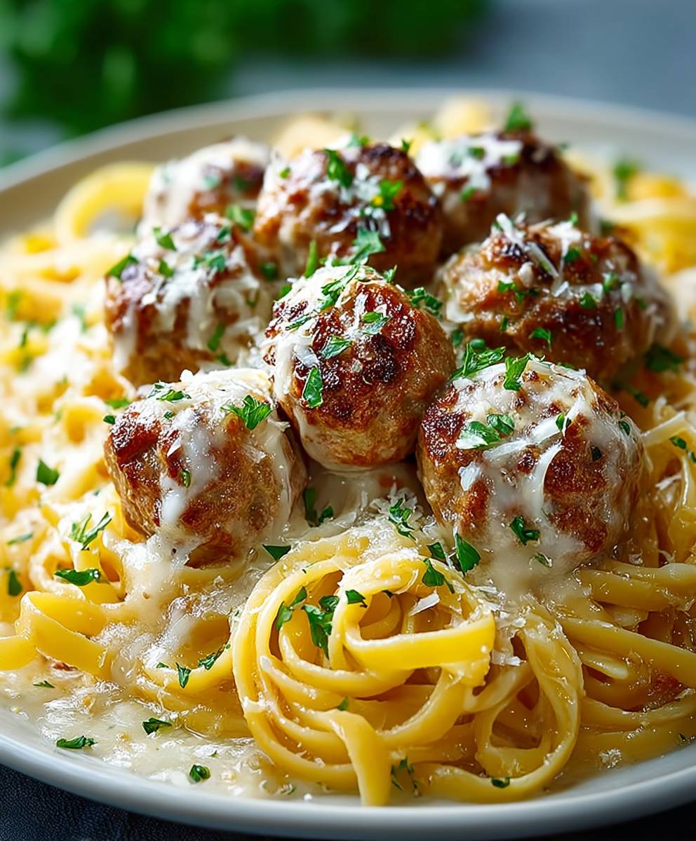 Garlic Butter Meatball Pasta
