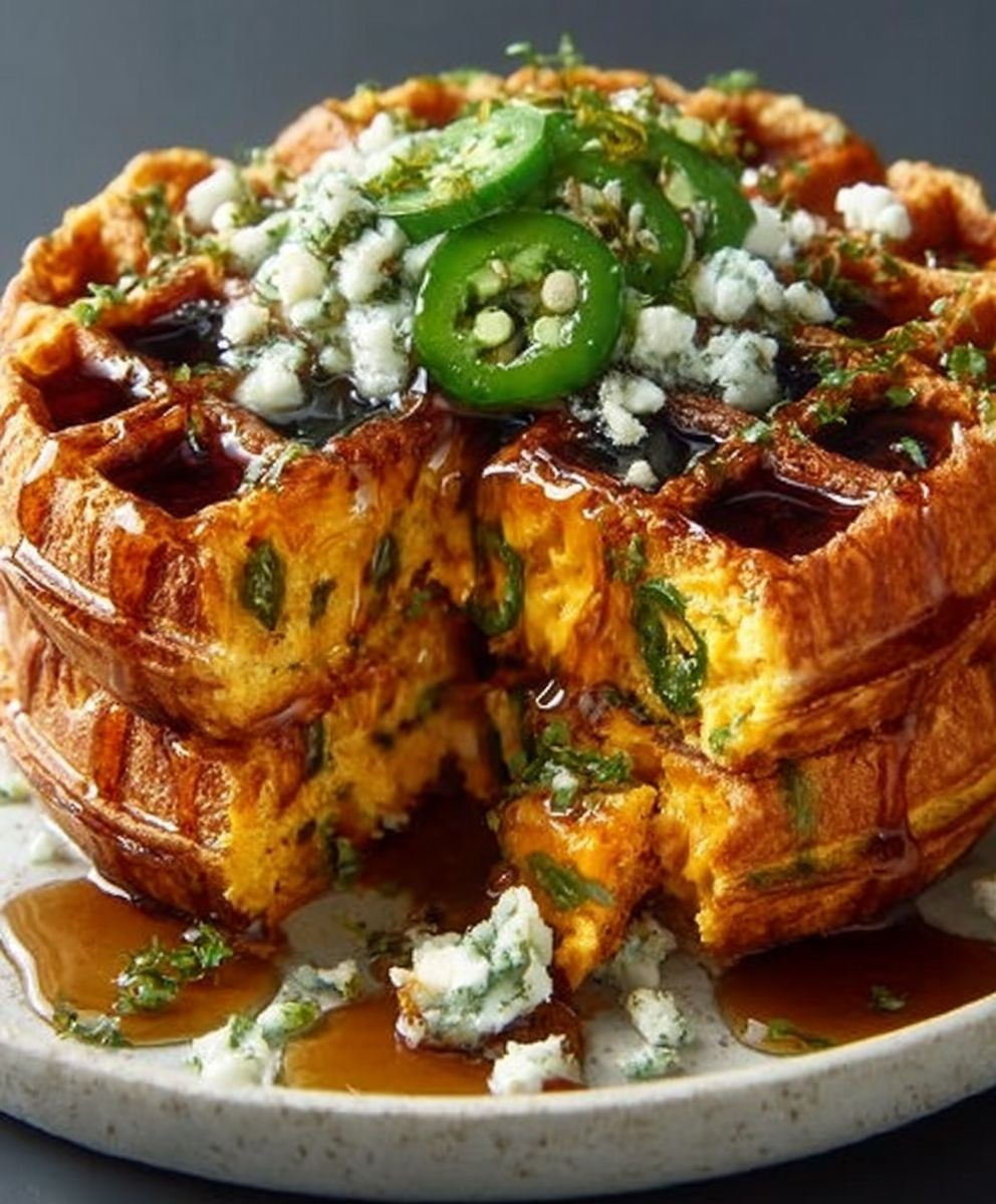 Spicy Cheddar Jalapeño Waffles