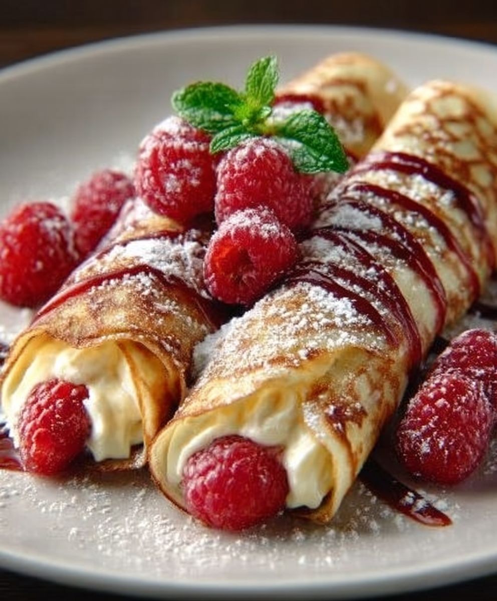 Raspberry Vanilla Cream Crepes
