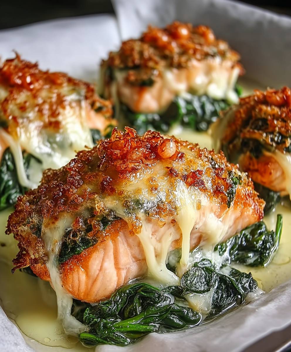Baked Salmon Spinach Dish