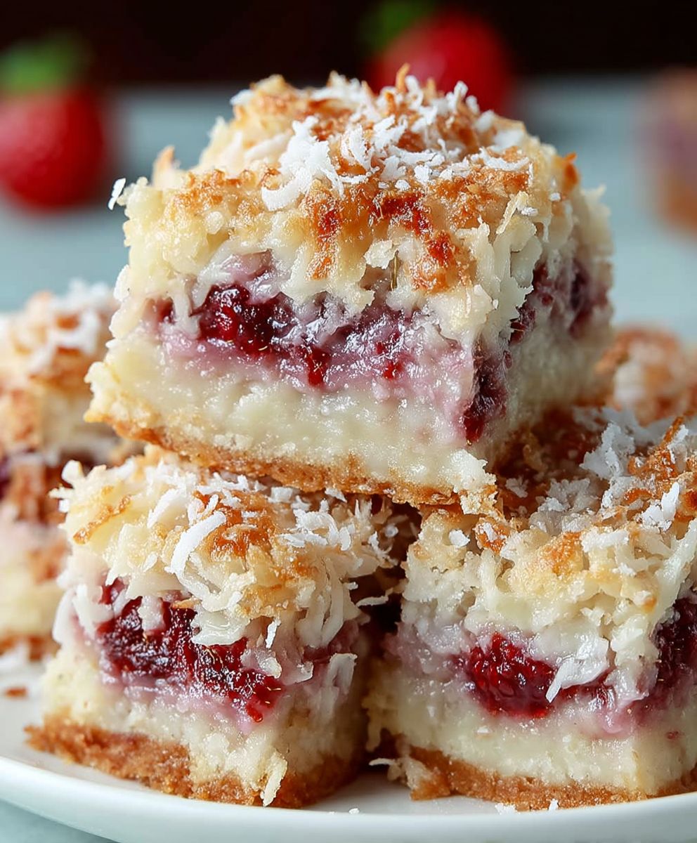 Raspberry Coconut Squares Keto