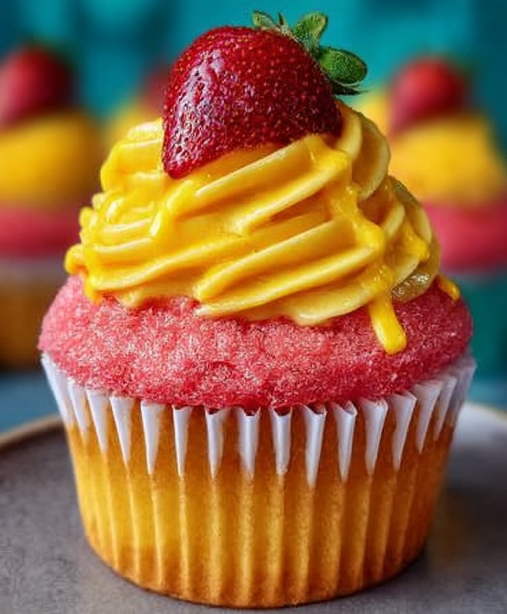 Mango Strawberry Cupcakes