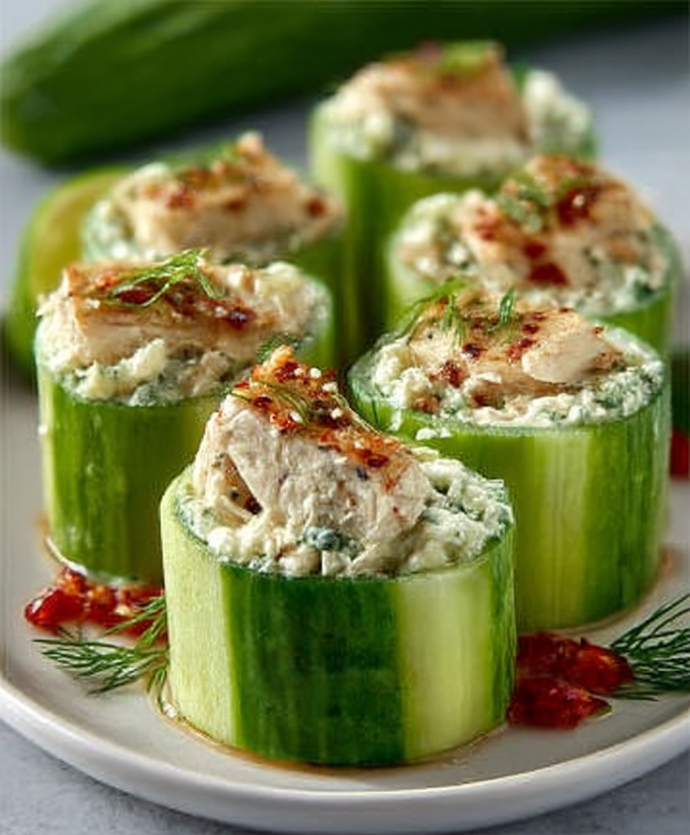 Crunchy Chicken Salad Cucumber Rolls
