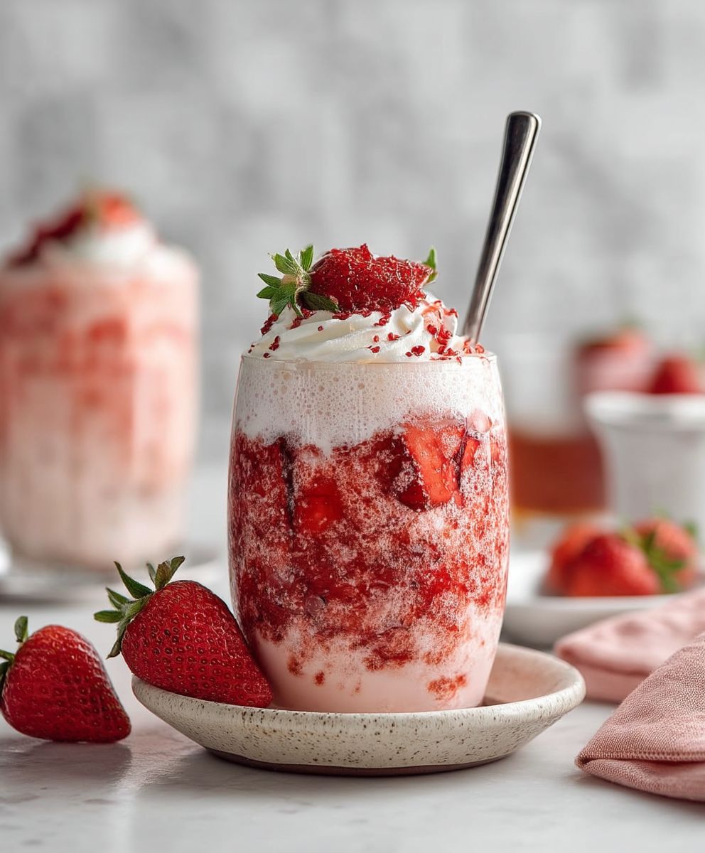 Cafe Style Korean Strawberry Milk | Creamy Fresh Strawberry Milk Drink Recipe image 2