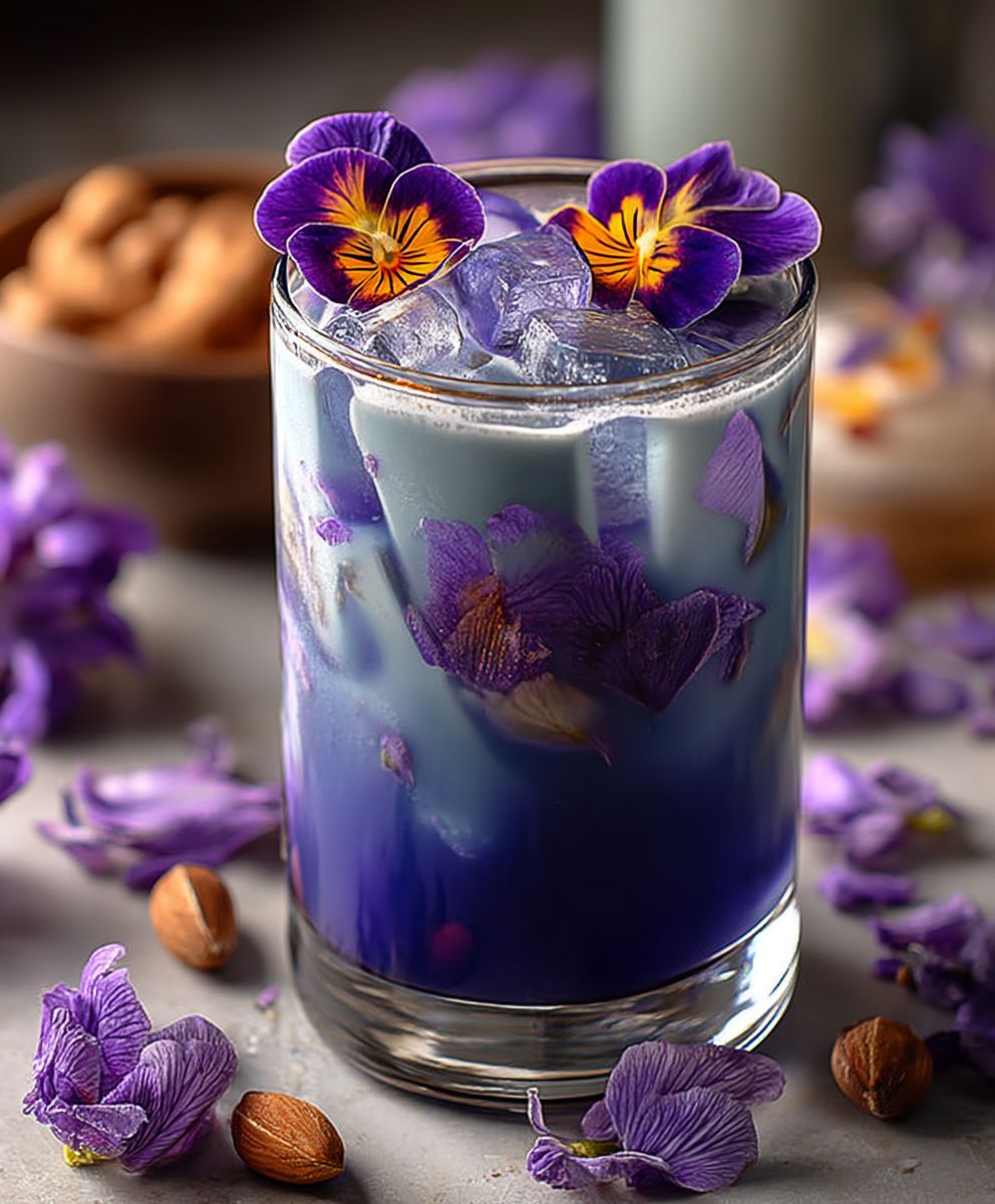 Iced Butterfly Pea Flower Tea Latte | Beautiful Color-Changing Tea Drink image 2