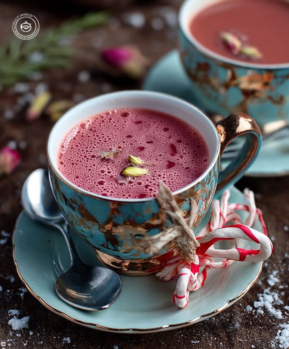 Kashmiri Pink Chai | Traditional Noon Tea Creamy Spiced Recipe image 2