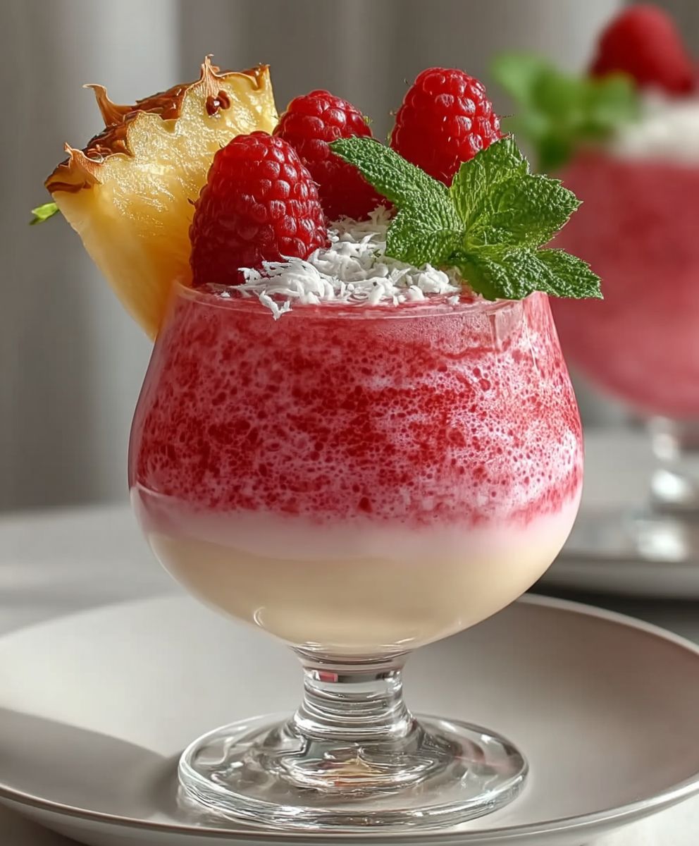Raspberry Colada Twist | Tropical Creamy Summer Cocktail Recipe image 2