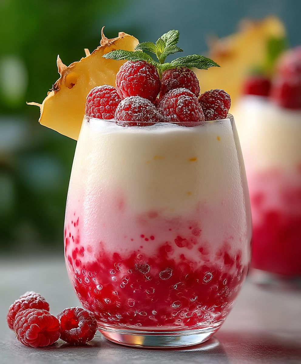 Raspberry Colada Twist | Tropical Fruity Coconut Cocktail Recipe image 2